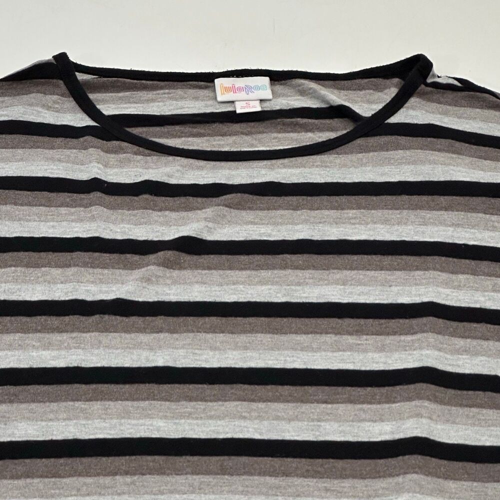 LuLaRoe Women's Striped Scoop Neck Tunic Top‎ Gray Black Size S